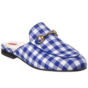 GUCCI Princetown Blue and White Gingham Mule EUC Size 39.5